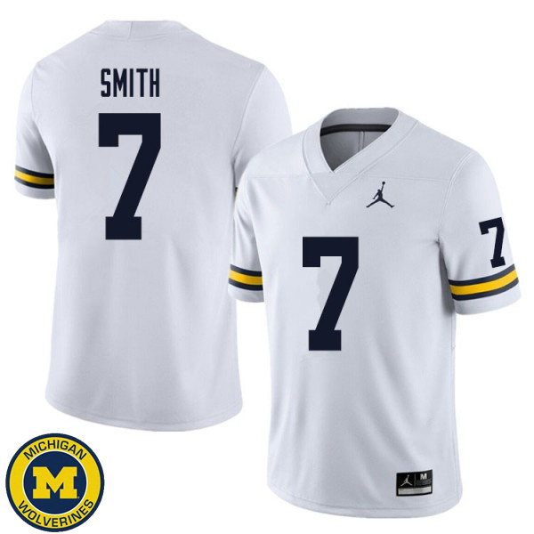 Men's Michigan Wolverines #7 Peyton Smith White University Jersey